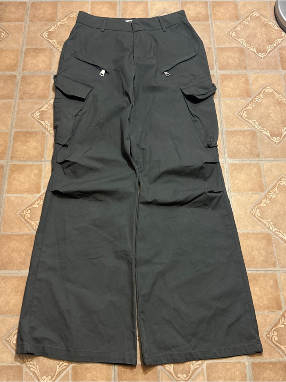 Muyuson Wide Leg Tactical Cargo Pants - Dark Slate Gray (Size L)
